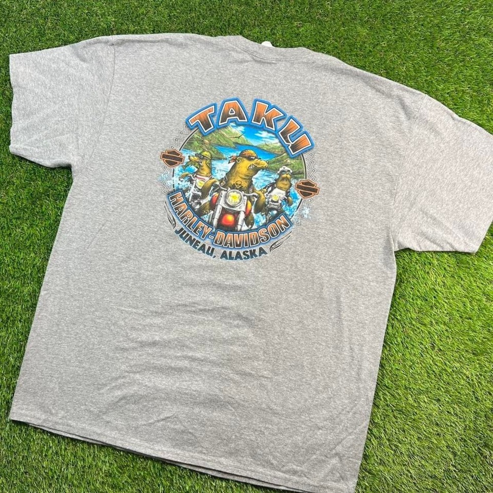 Harley Davidson Taku Juneau Alaska Seal Biker Graphic T Shirt 2XL Gray